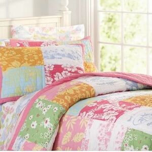 Pottery Barn Kids Surf Island Beach Aloha Pink Surfer Quilt Queen